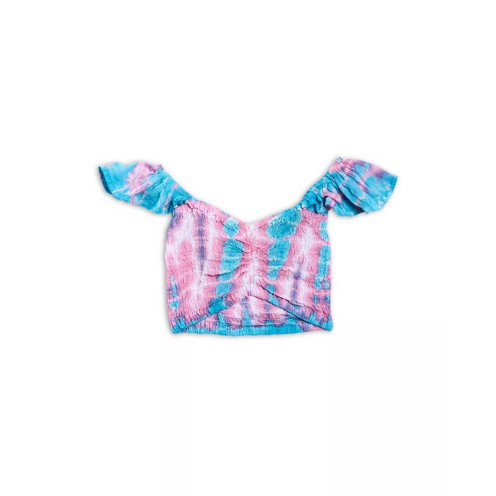 NEW TIARE HAWAII girl's hollie tie dye top in turquoise pink smoke